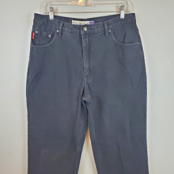 90s VTG Bugle Boy 750 Relaxed Straight Black Denim Jeans Size 34x30 Mens Cotton - Picture 3 of 10